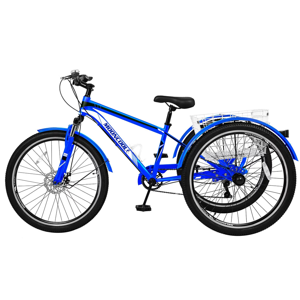 Blue 7 Speed Adult Tricycle with Shopping Basket Y855