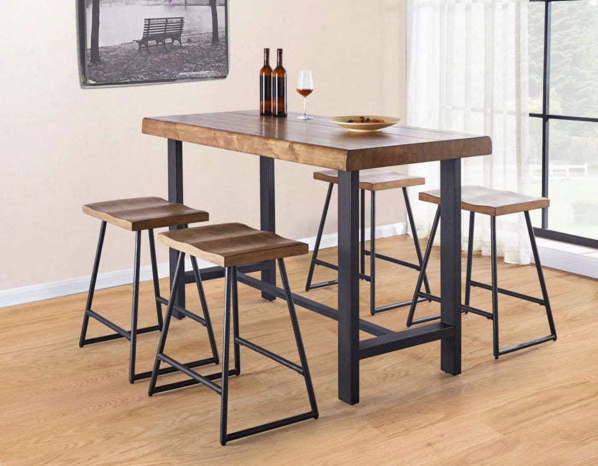 Natural Honey Wood and Metal Counter Table L63179