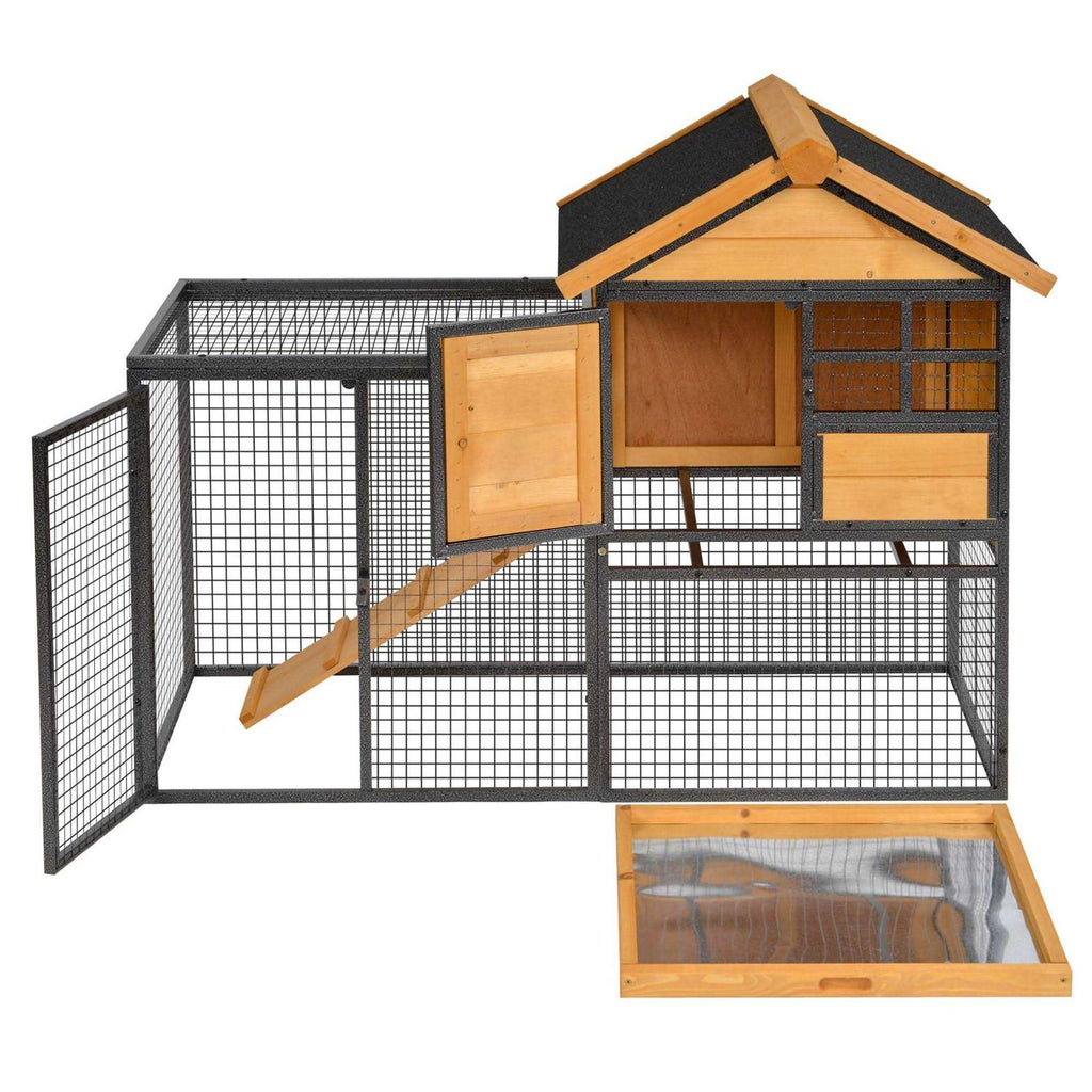 Elevated Wood-metal Pet House with Slide-Out Tray V9923