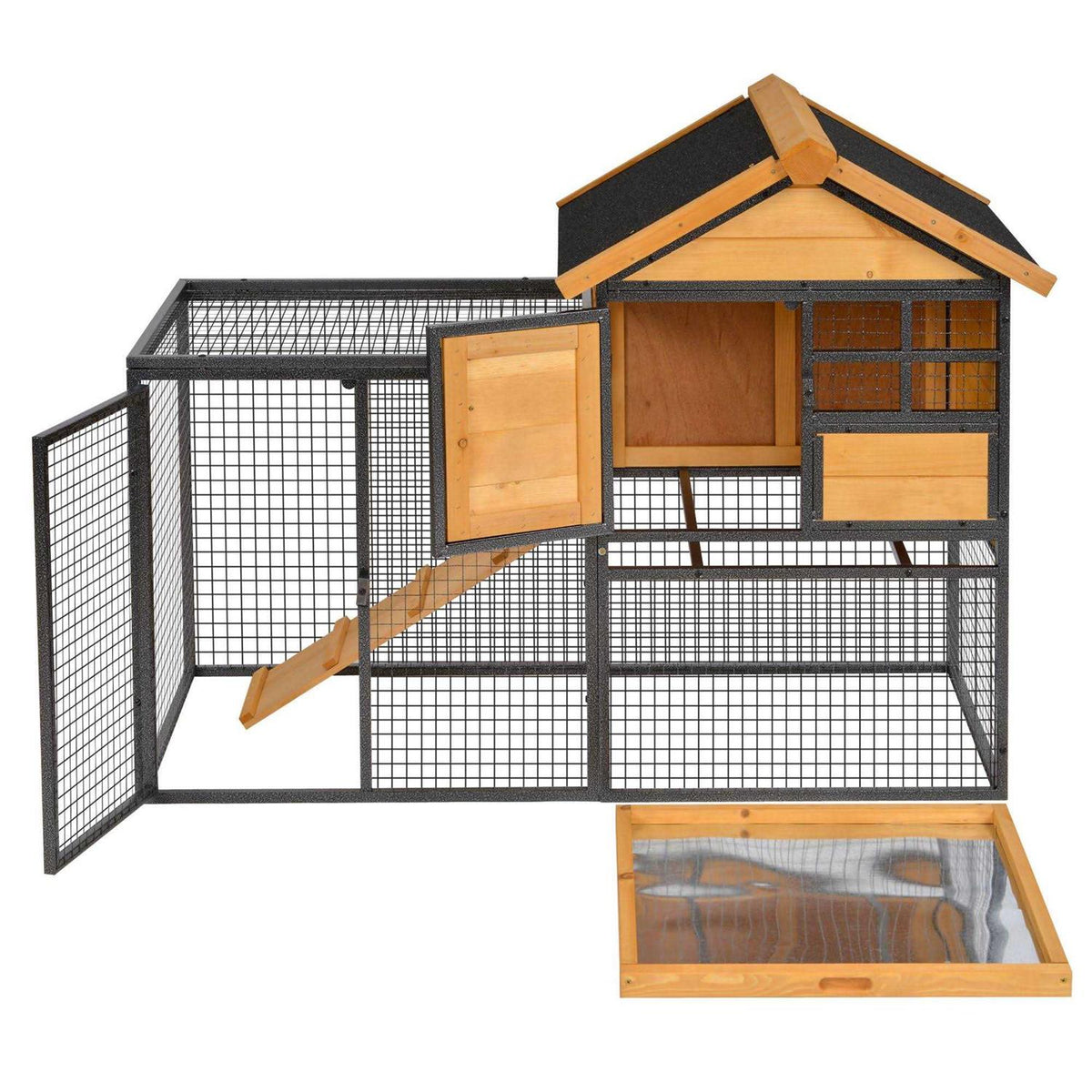 Elevated Wood-metal Pet House with Slide-Out Tray V9923