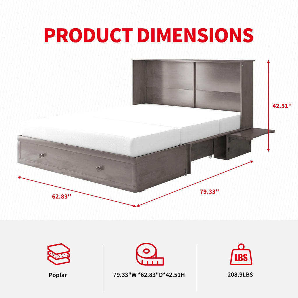 Queen Size Murphy Bed Chest with Foam Mattress W932186