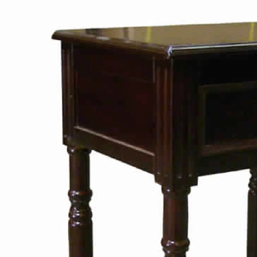 Cherry Brown 1 Drawer End Table with Turned Tapered Legs D971