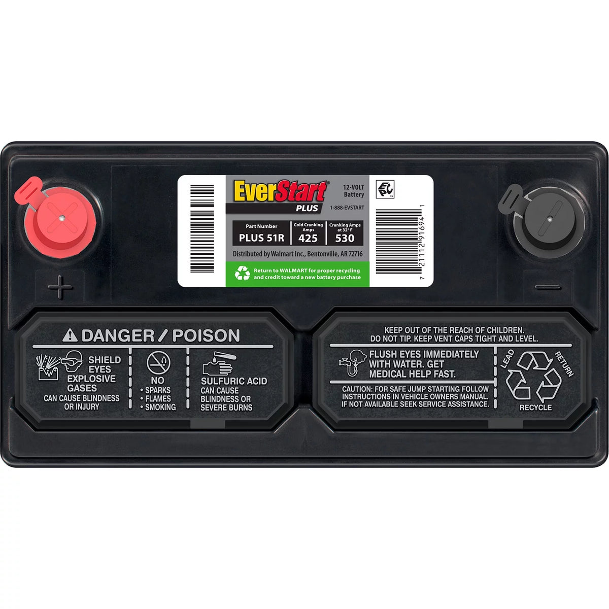 Lead Acid Automotive Battery Group Size 51R 12 Volt 425 CCA F89330
