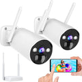 Wireless Security Camera System 3MP with 2 Way Audio, 2 PCS Battery Camera and WiFi Base Station, Color Night Vision H946