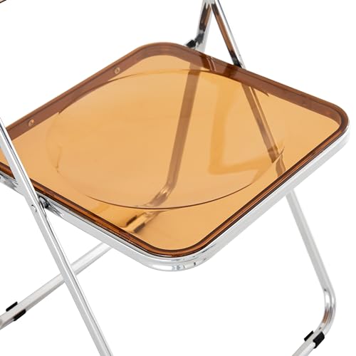 Acrylic Transparent Folding Chair with Steel Frame H966378
