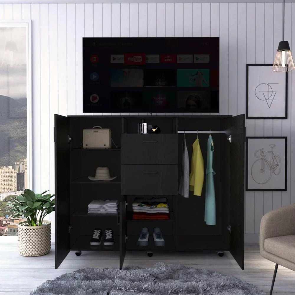Black Double Door Cabinet Dresser D755178
