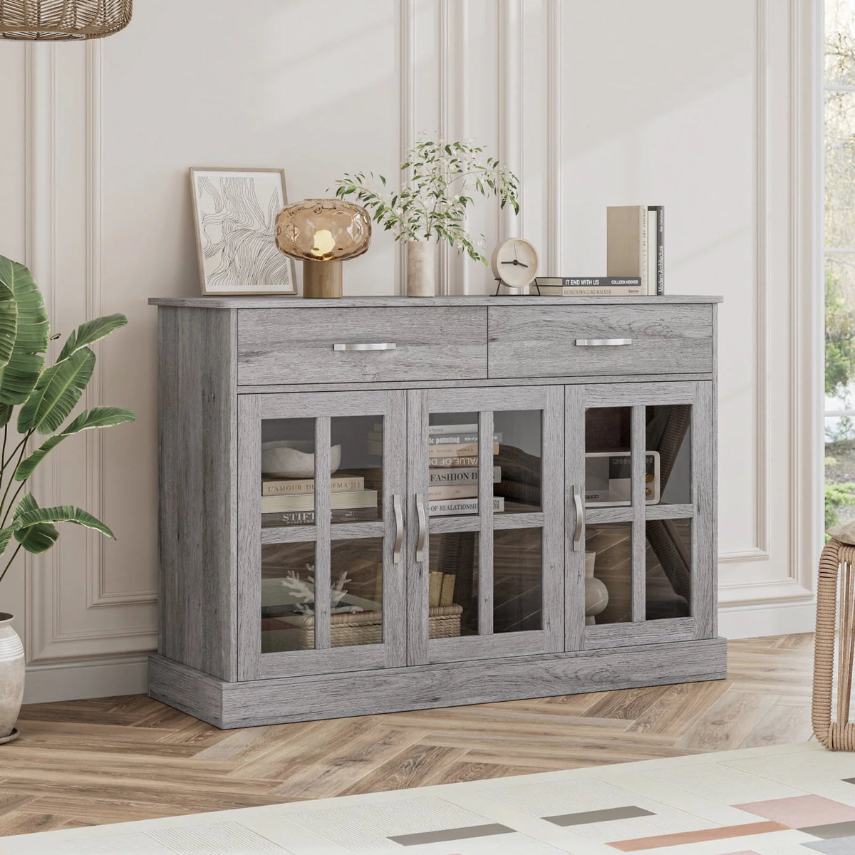 Gray 3 Door 2 Drawer Buffet Cabinet L2719