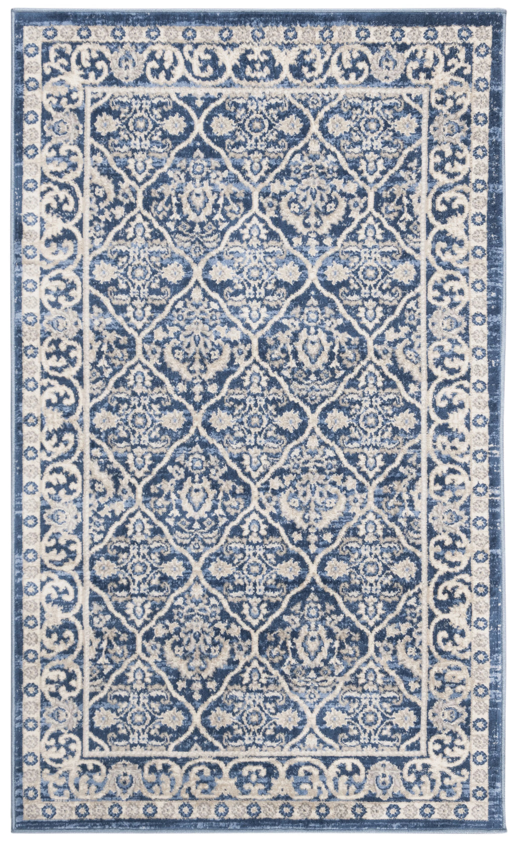 Navy Light Grey Geometric Area Rug E567