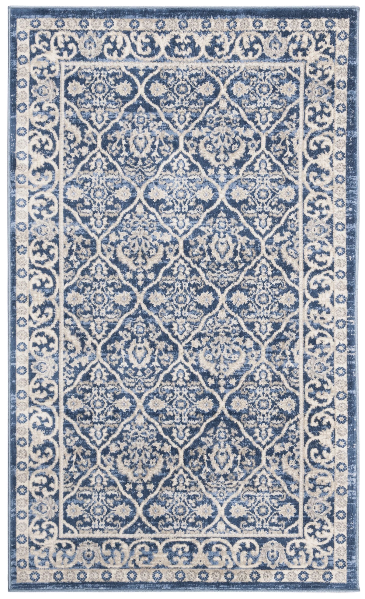 Navy Light Grey Geometric Area Rug E567