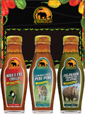 Mild to Spicy Sauce Gift Pack - Fermented Jalapeno, Lemon & Garlic Peri-Peri, Bird's Eye Chili | 5 fl oz Bottles, 3PK P7380