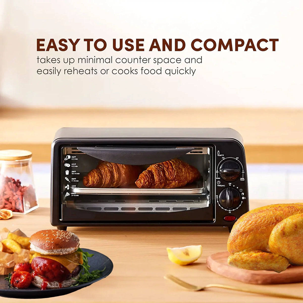 2 Slice Countertop Toaster Oven with 15 Minute Timer & Pan S841