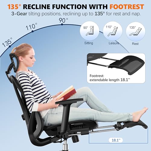 Ergonomic Office Chair with Lumbar Support, Headrest, Footrest T904339