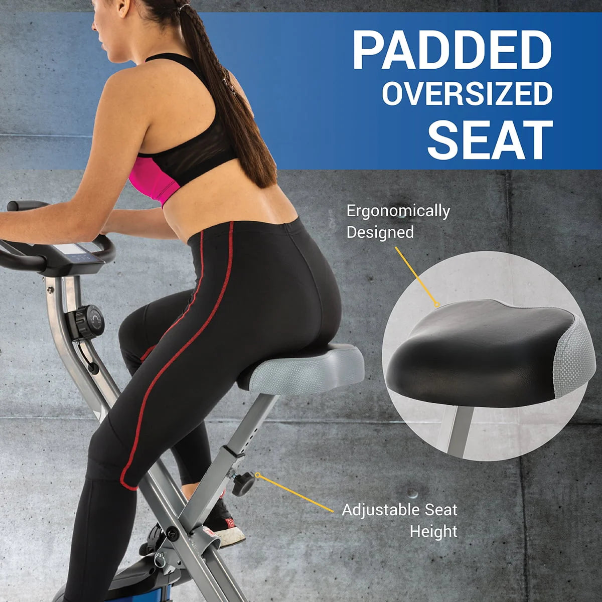 Compact Folding Stationary Bike with Padded Seat O70088