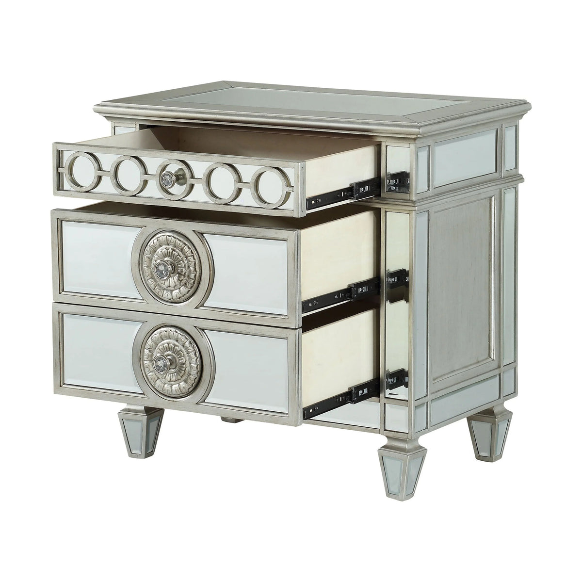 Mirrored Wood 2 Drawer Nightstand J69716