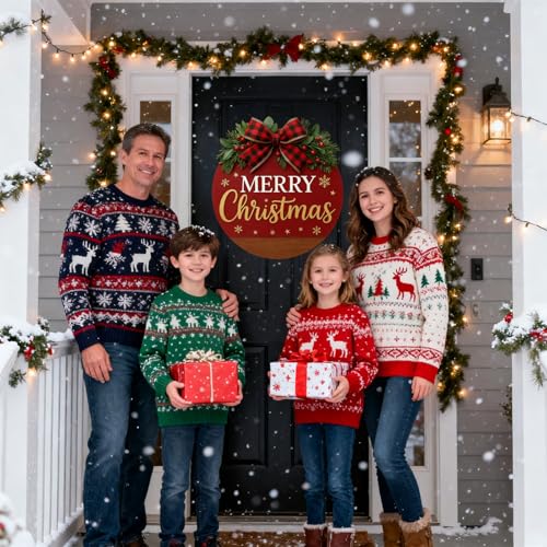 Christmas Wreath Hanging Sign with Bow C6340