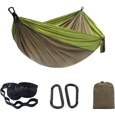 Double Hammock with Nylon Parachute and 2 Tree Straps T894636