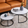 Set of 2 Round Nesting Coffee Table Wood Top Metal Frame K9998