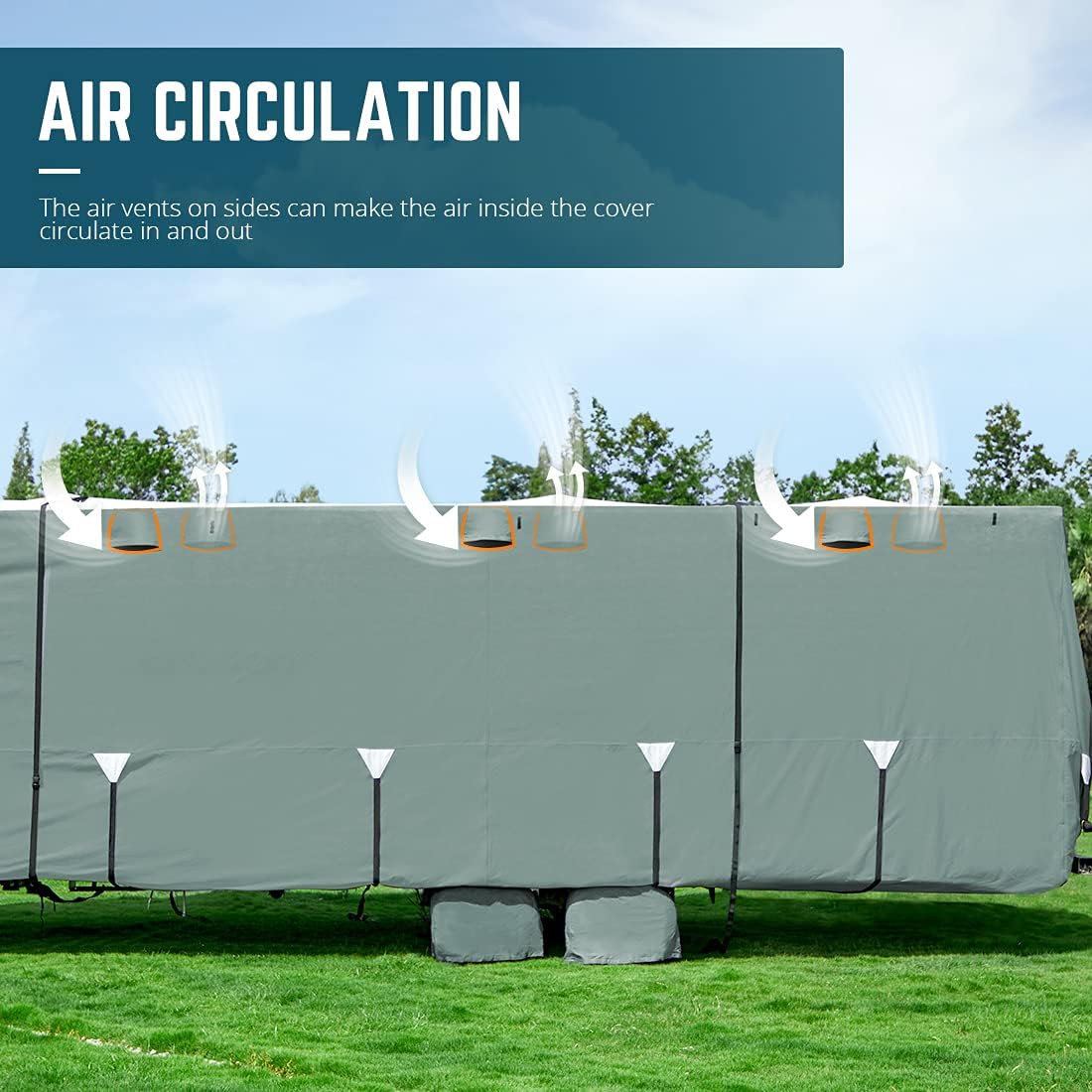 5 Layers Waterproof RV Cover with Straps & Tire Covers J37189