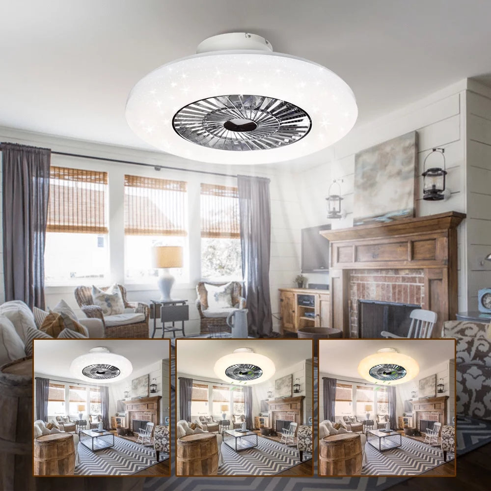 White Flush Mount Ceiling Fan with Light and Remote L34784