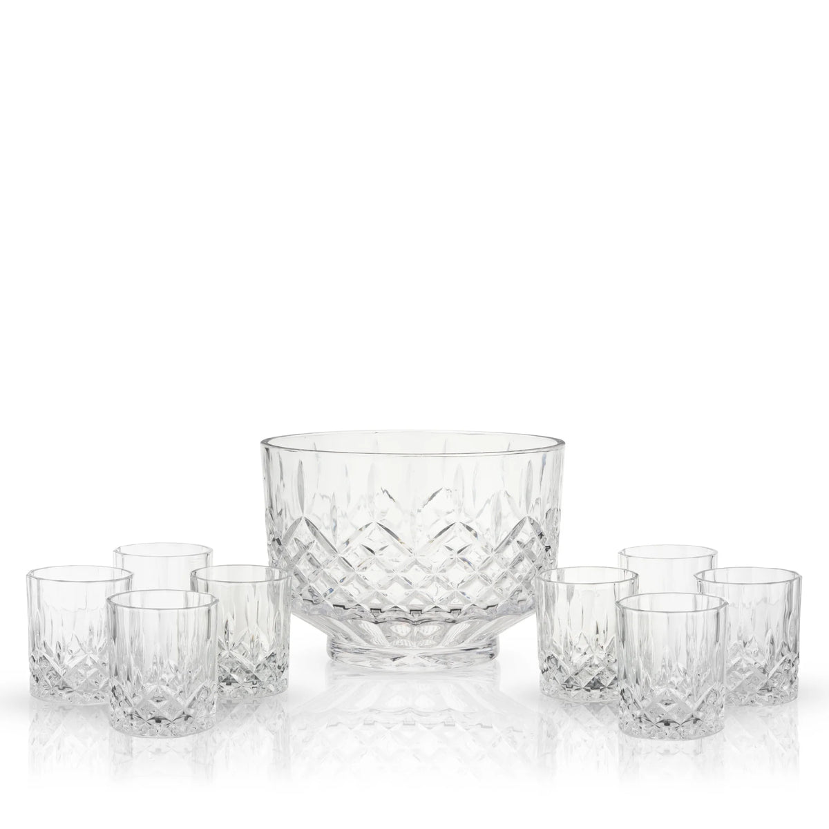 Cut Crystal Punch Bowl Set with 8 Tumblers, Dishwasher Safe L960216