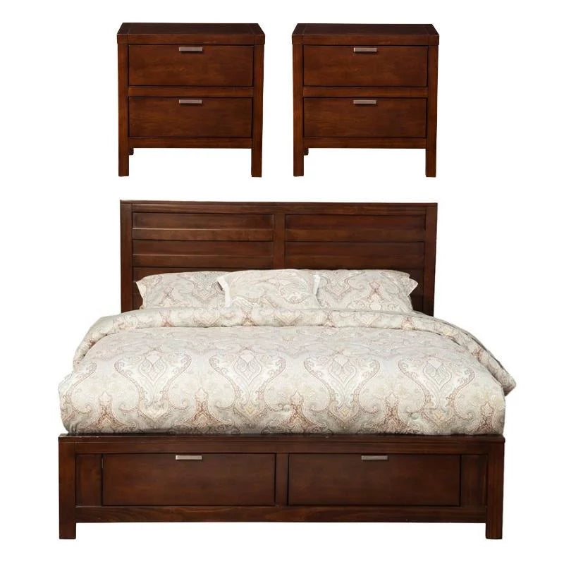 3 Piece Nightstand and California King Storage Bed Set L801