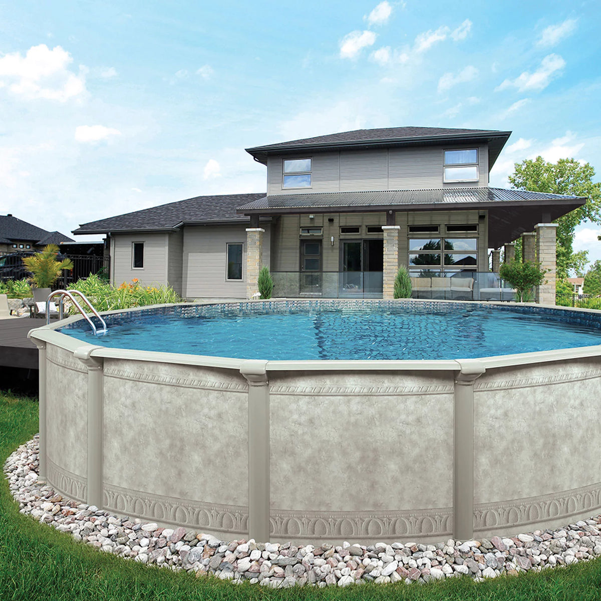 Khaki Round Above Ground Swimming Pool E3272