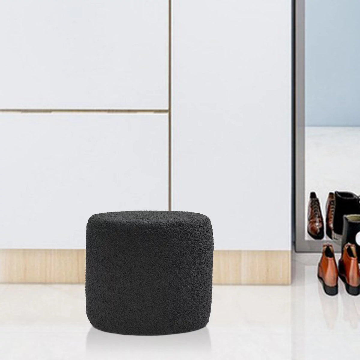 Black Cylinder Ottoman Footstool W631304