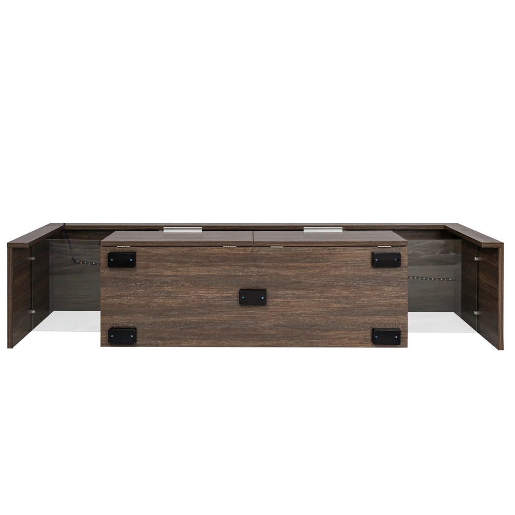 Modern LED TV Stand with 2 Drawers and Glass Shelf E463