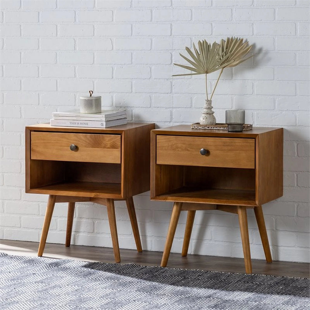 2-Piece Solid Pine Wood Nightstand I5634