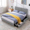Upholstered California King Platform Bed Frame with 4 Storage Drawers R3821