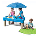 Blue Plastic Sandbox and Water Table with Cover and Umbrella D8845