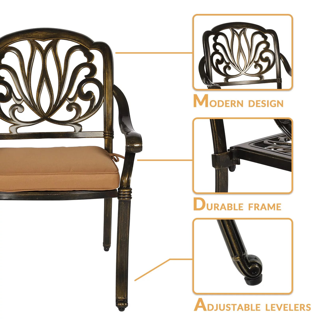 9-Piece Cast Aluminum Patio Dining Set with Umbrella Hole F4651