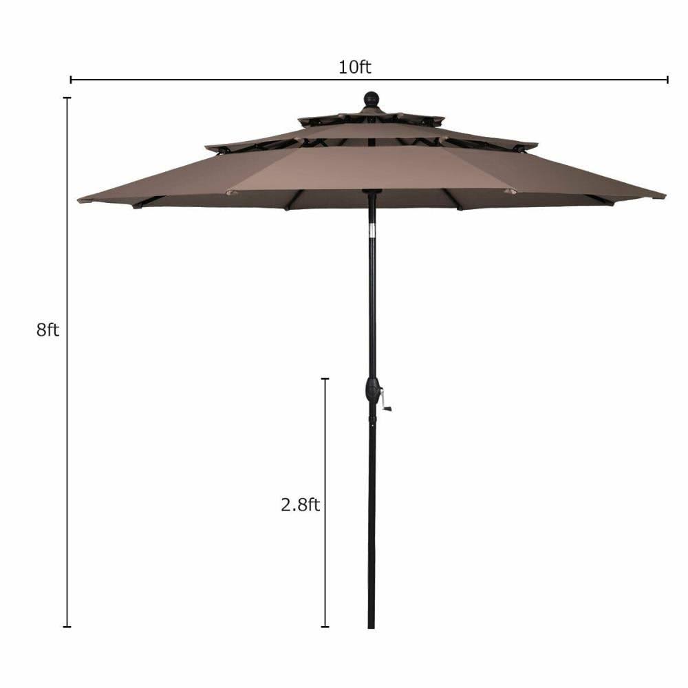 10-ft Tan Auto-Tilt Patio Umbrella H4742