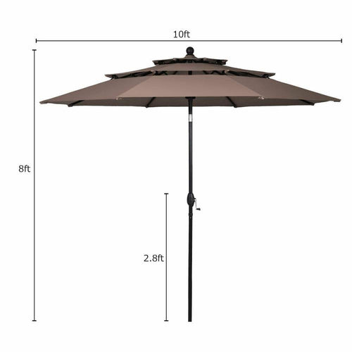 10-ft Tan Auto-Tilt Patio Umbrella H4742