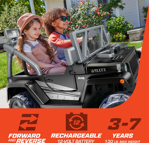 12V Battery-Powered Ride-On Vehicle with Lights & Sounds, Black S16958