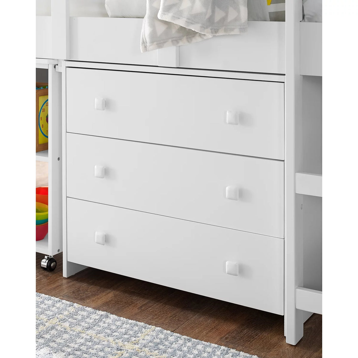 Twin Low Loft Bed with Desk, White E32561