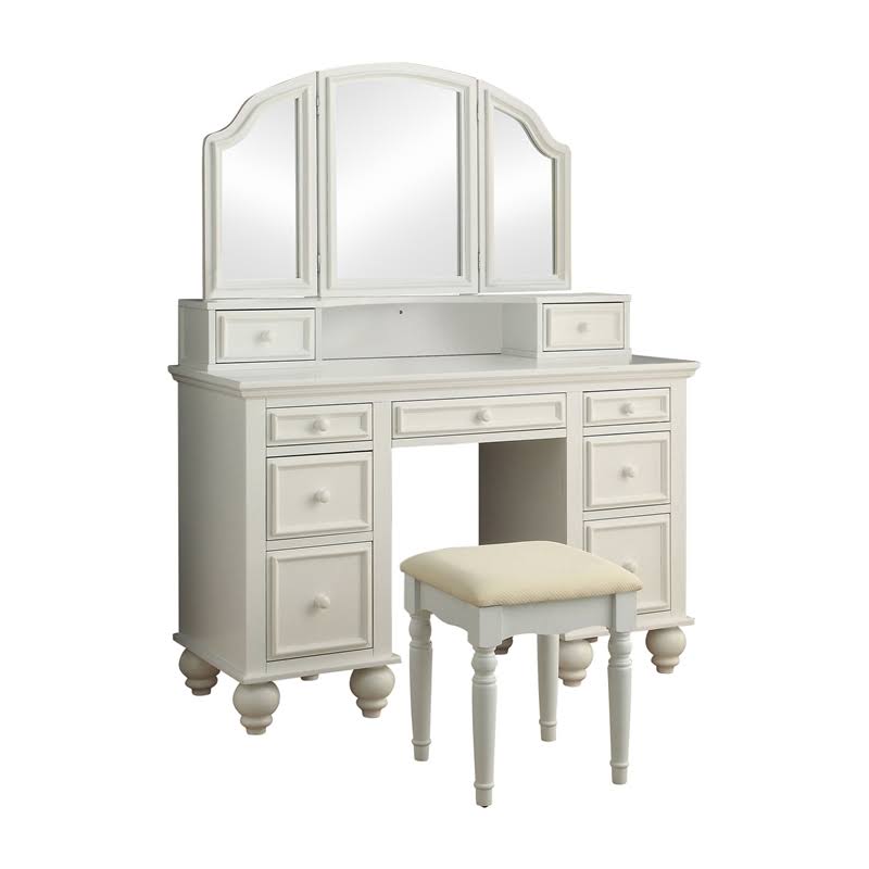 3-Piece White Wood Bedroom Vanity Set O68081