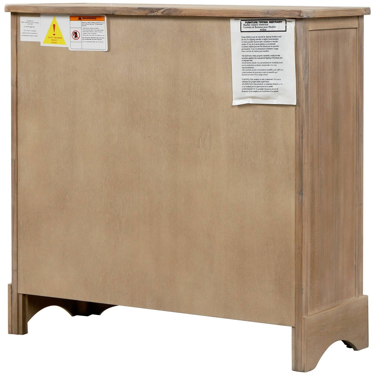 Rustic Storage Cabinet with 2 Drawers and 4 Fabric Basket J8062