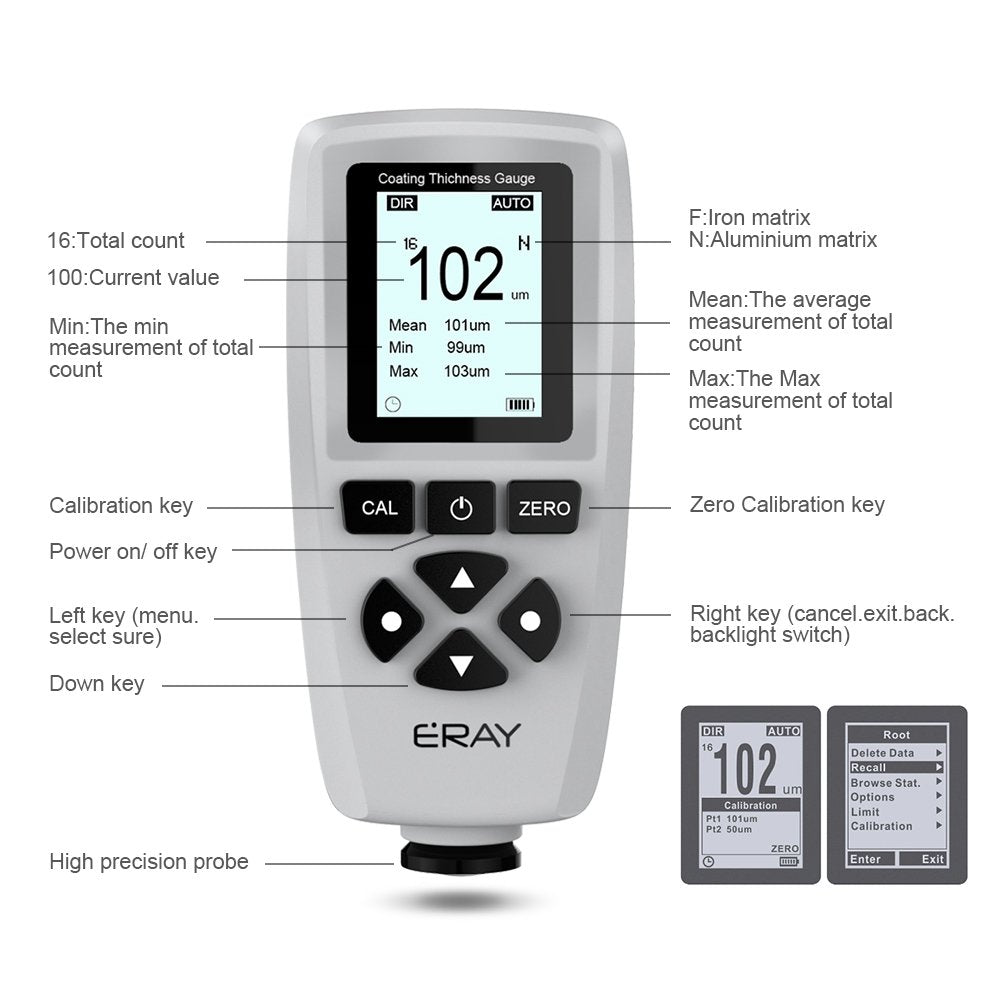Digital Depth Mil Thickness Meter with Backlight LCD Display I589510