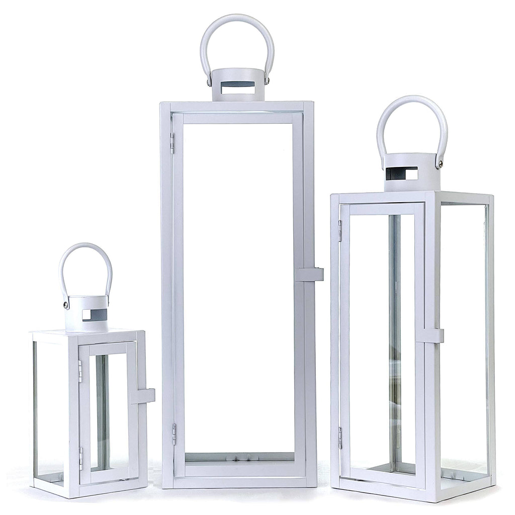 3-Pc Set Jumbo Indoor/Outdoor Candle Lantern Set with Tempered Glass O59881