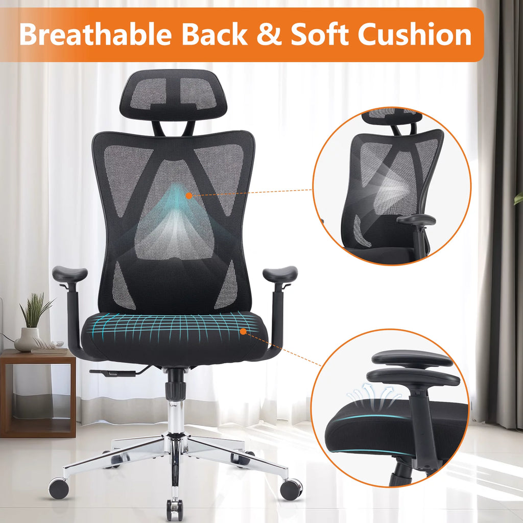 Ergonomic Office Chair with Adjustable Headrest and Lumbar Support H47230