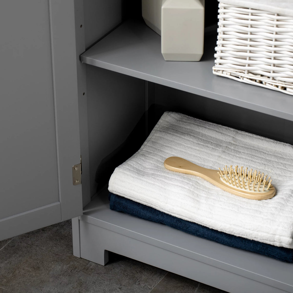 Grey Freestanding Bathroom Storage Cabinet with Drawer and Adjustable Shelf K70029