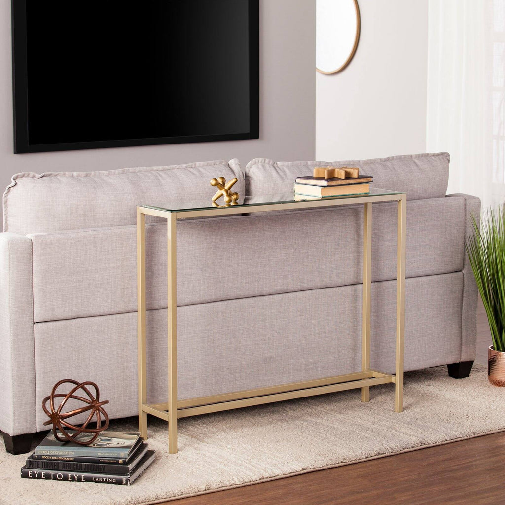 Gold Narrow Mirror Top Console Table N273250