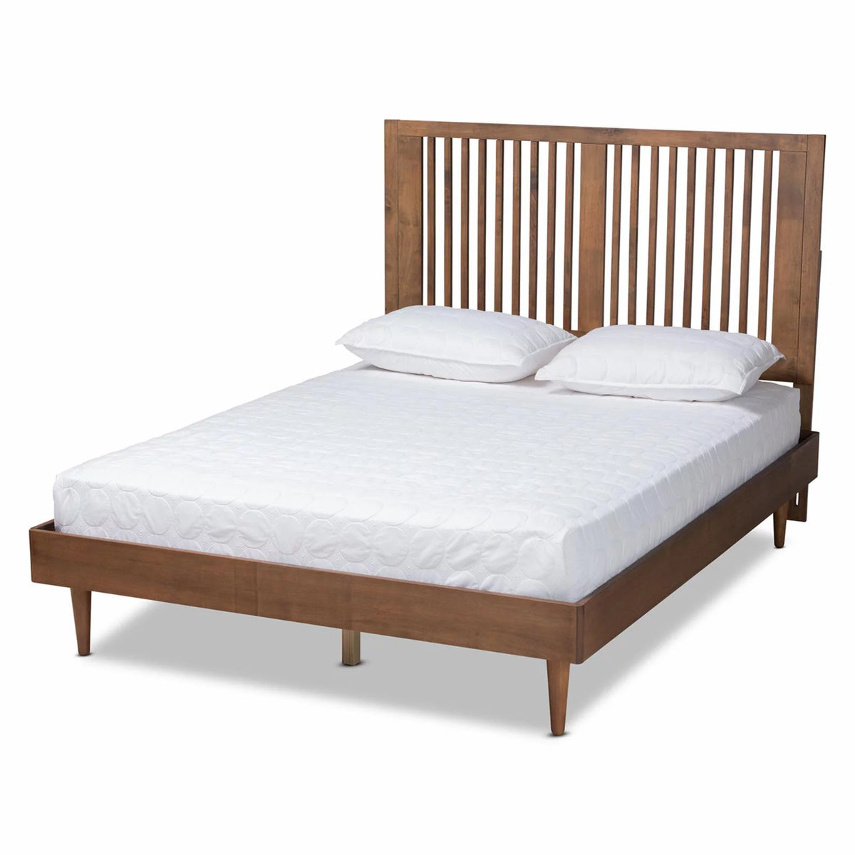 Ash Walnut Finished Wood King Size Platform Bed S743