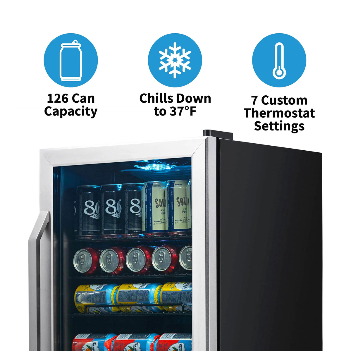 126 Can Stainless Steel Beverage Refrigerator W467