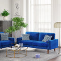 Blue Velvet Rolled Arm Sofa I57592