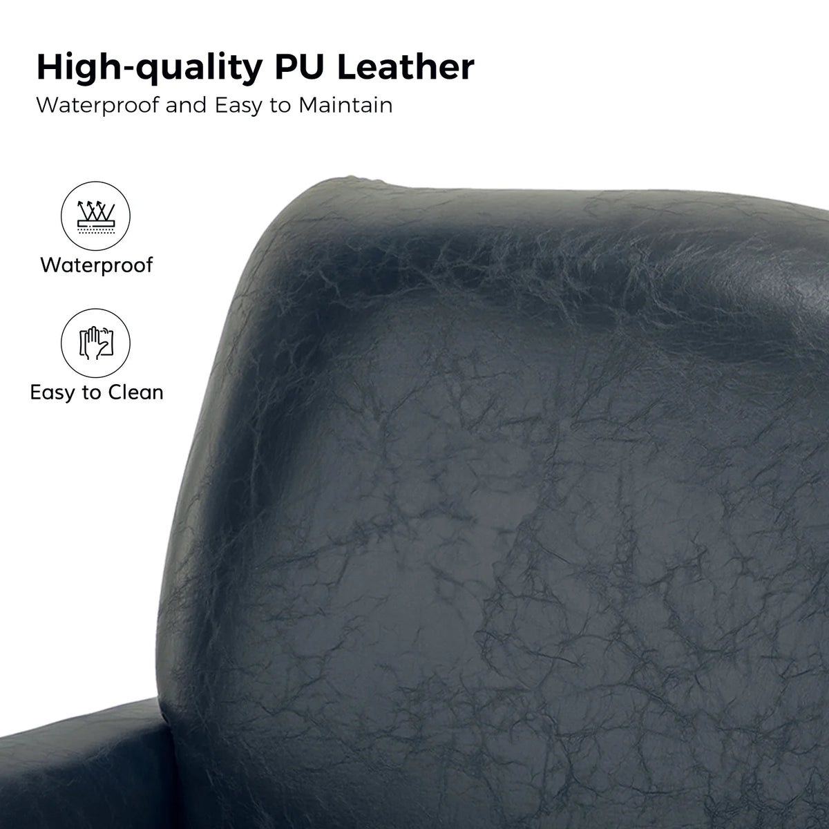 Vegan Leather Upholstered Accent Chair Set of 2 with Solid Wood Legs P895091