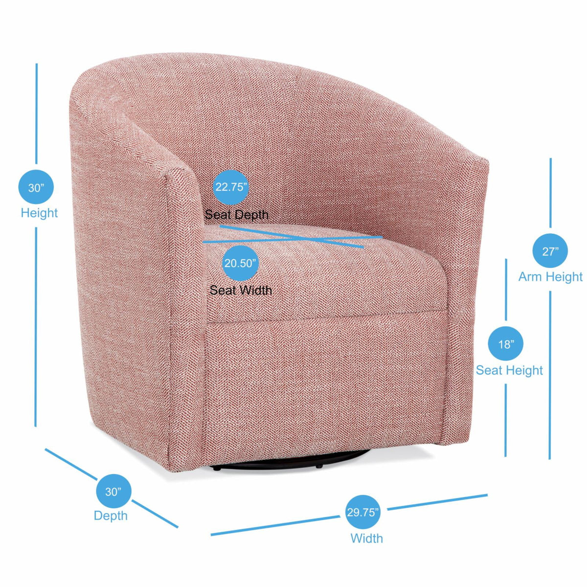 Indigo Blue Polyester Fabric Swivel Accent Chair W636