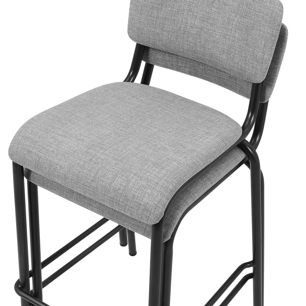 26" Gray Fabric Counter Stool Set of 4 M60158
