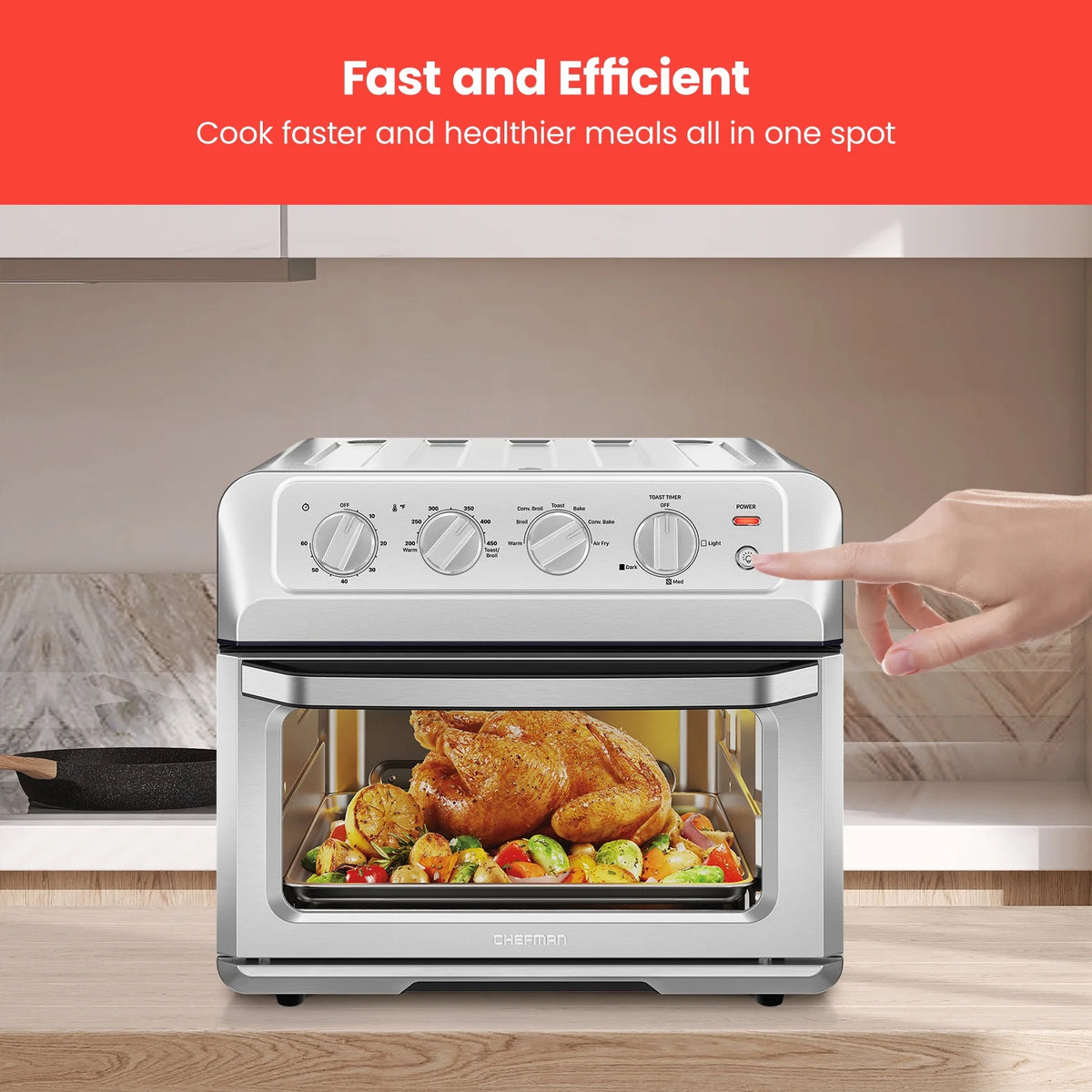 Air Fryer + Toaster Oven Combo, 20 Qt Stainless Steel Z90006